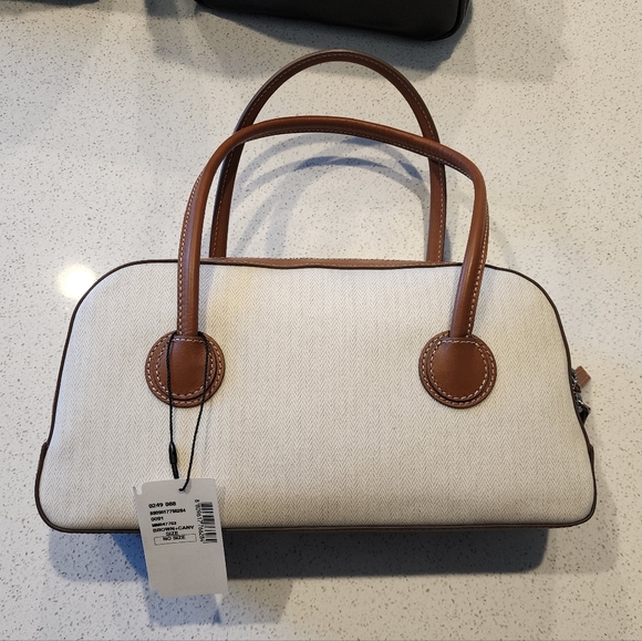 Marge Sherwood Soft Tote Bag Brown Leather & Canvas - Picture 1 of 8